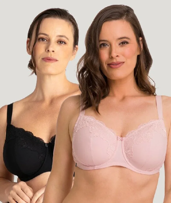 Ava & Audrey Jacqueline Full Cup Underwired Bra 2 Pack - Black/Blush