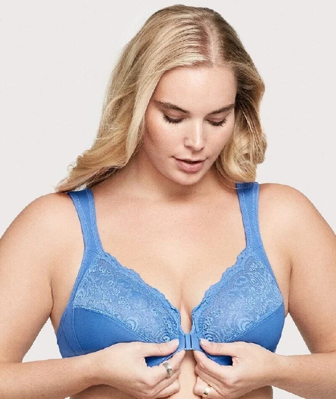 Glamorise WonderWire Front-Closure Bra - Blue