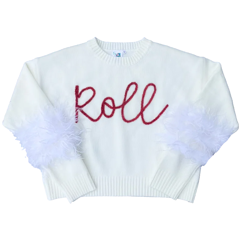 "Roll" Feather Sleeve Sweater- licensed