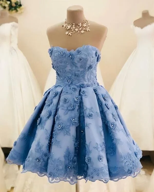 3D Flowers Lace Beaded Homecoming Dresses, Sweet Elegant Birthday Ball Gown    S3099