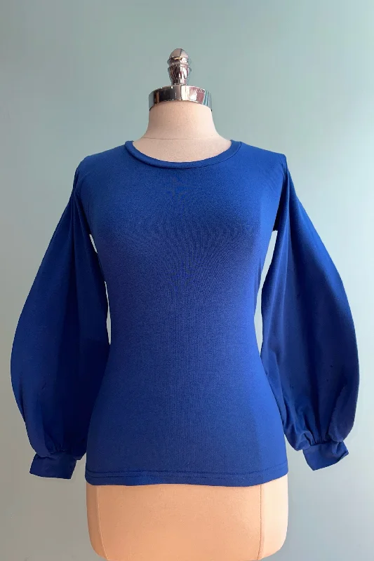 Royal Blue Bishop Sleeve Grace Top by Heart of Haute