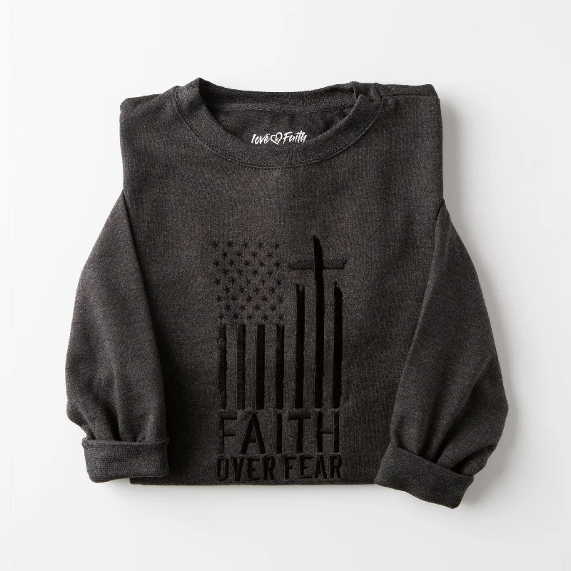 Embroidered Faith Over Fear Men's Sweatshirt