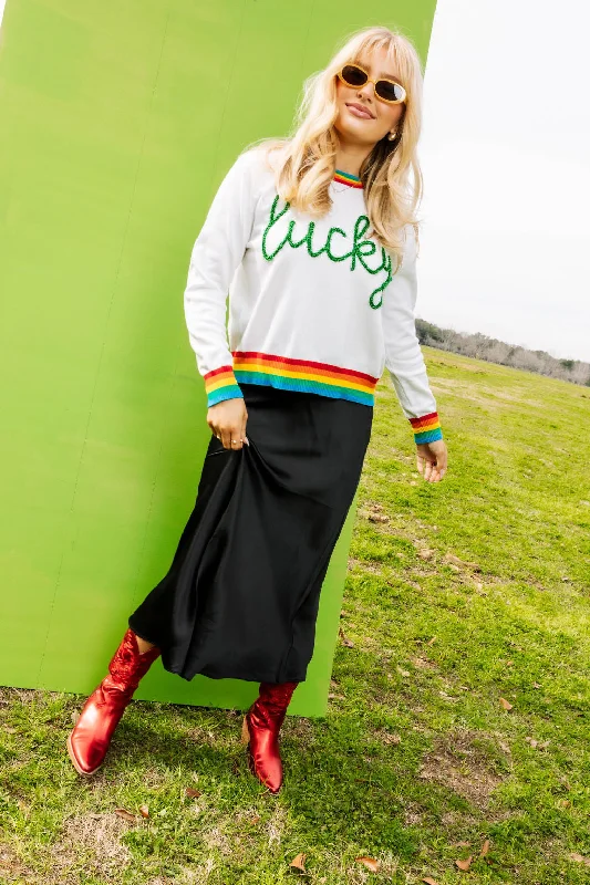 Lucky Glitter Script Sweater