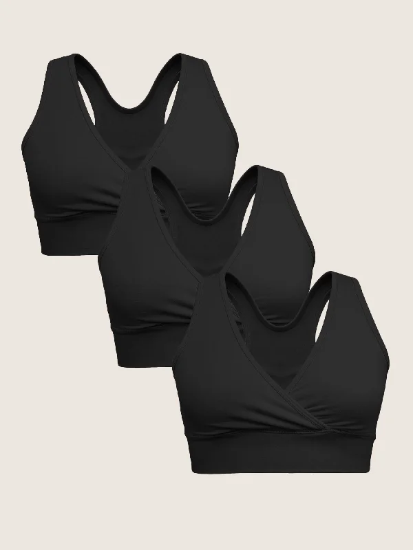 Wash Wear Spare® French Terry Nursing Bra Pack | Black