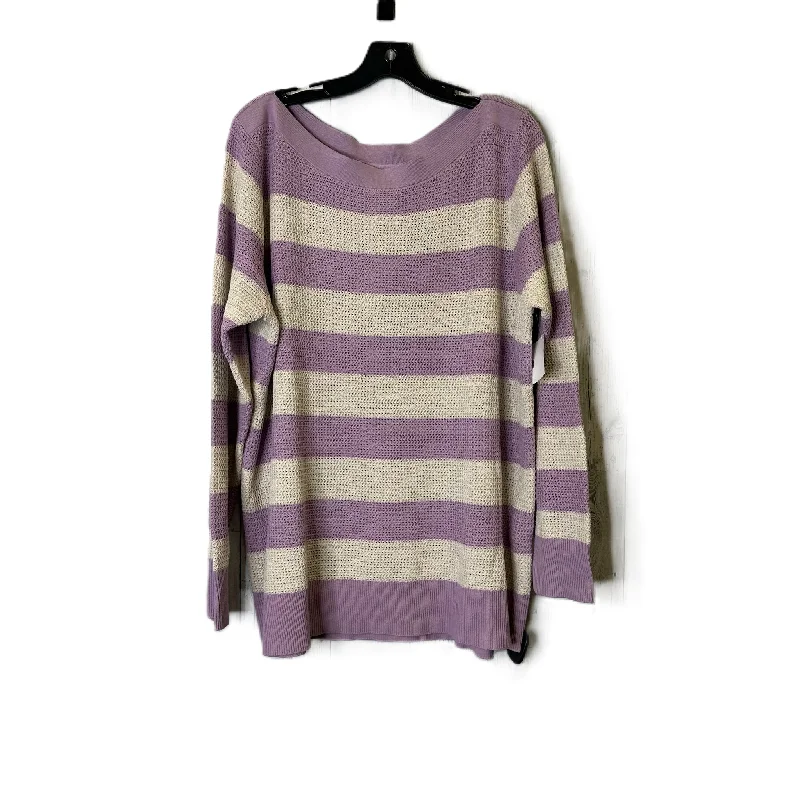 Sweater By Market & Spruce In Cream & Purple, Size: 2x