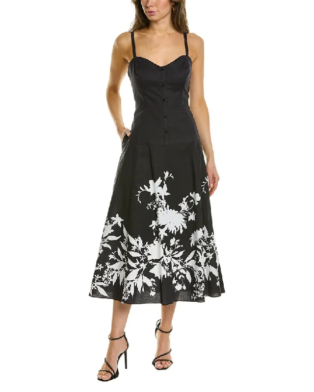 Marchesa Notte Floral Midi Dress