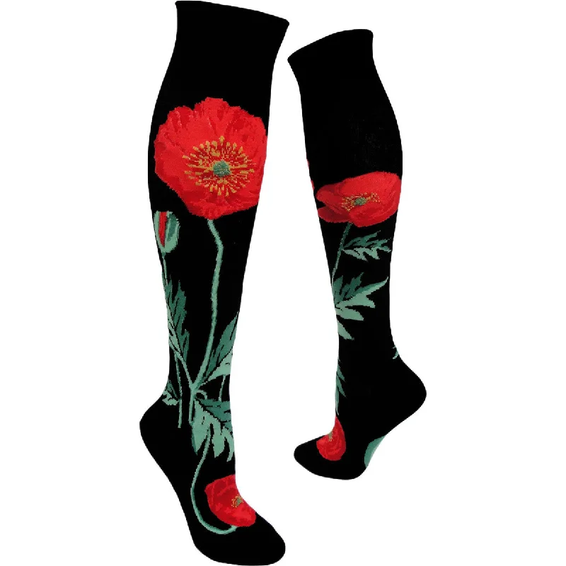 ZZNB-12/24_Women's Bold Poppies Knee High (Black)