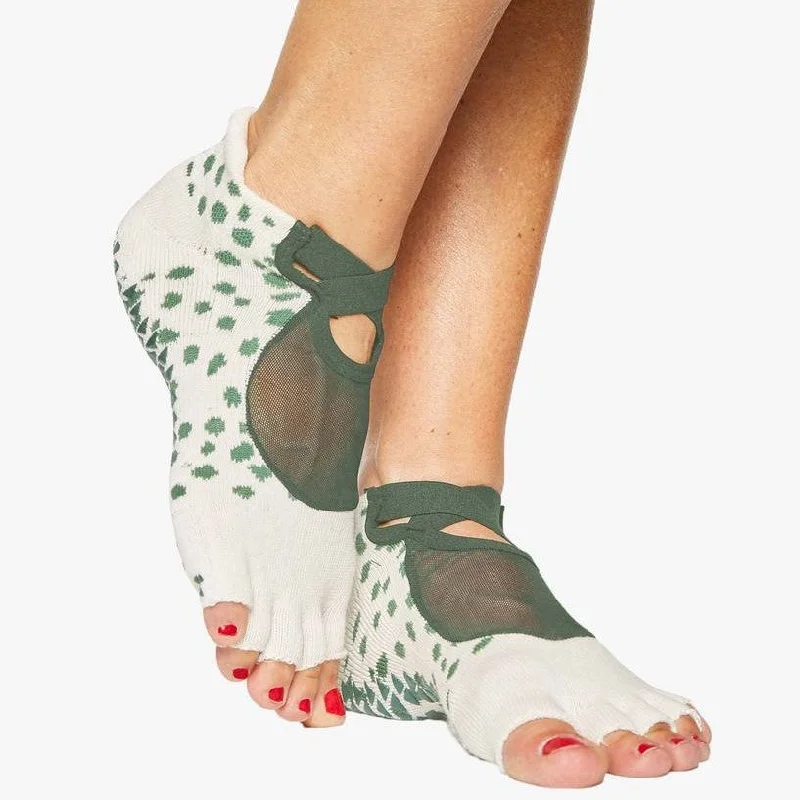 Dots Toeless Grip Sock - Dark Green