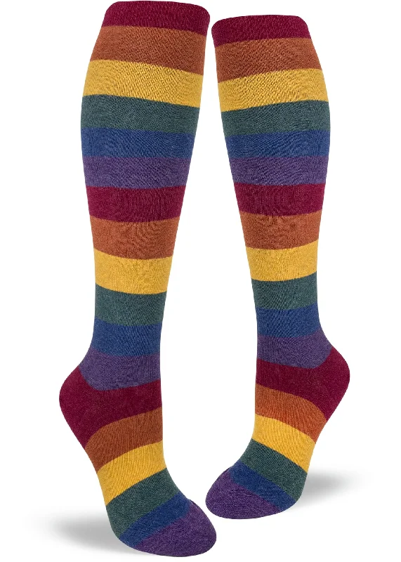 ZZNB-12/24_Women's Heather Rainbow Striped Knee High (Muted Rainbow)