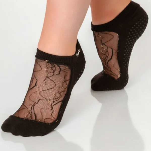 Twinkle Star Grip Sock - Black Gold (Barre / Pilates)