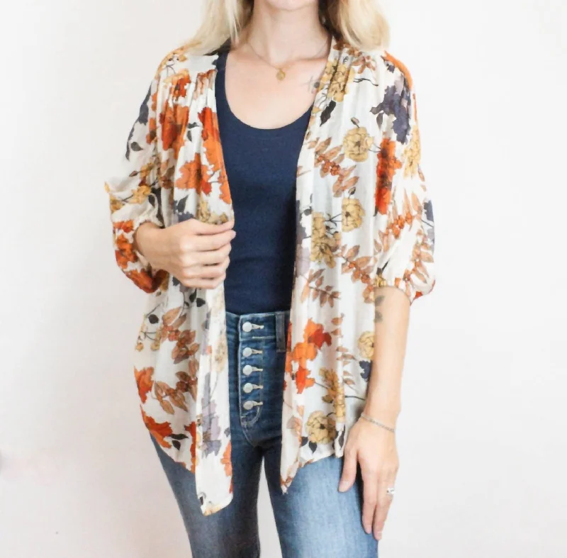 Fall Floral Kimono In Multi Color