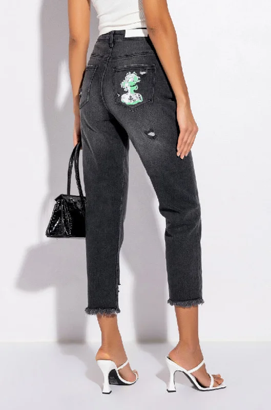 LEGEND HAS IT HIGH RISE DISTRESSED RELAXED FIT JEANS