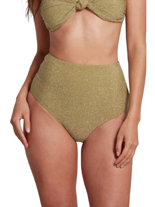 Claire High Waist Bikini Bottom Lurex In Green