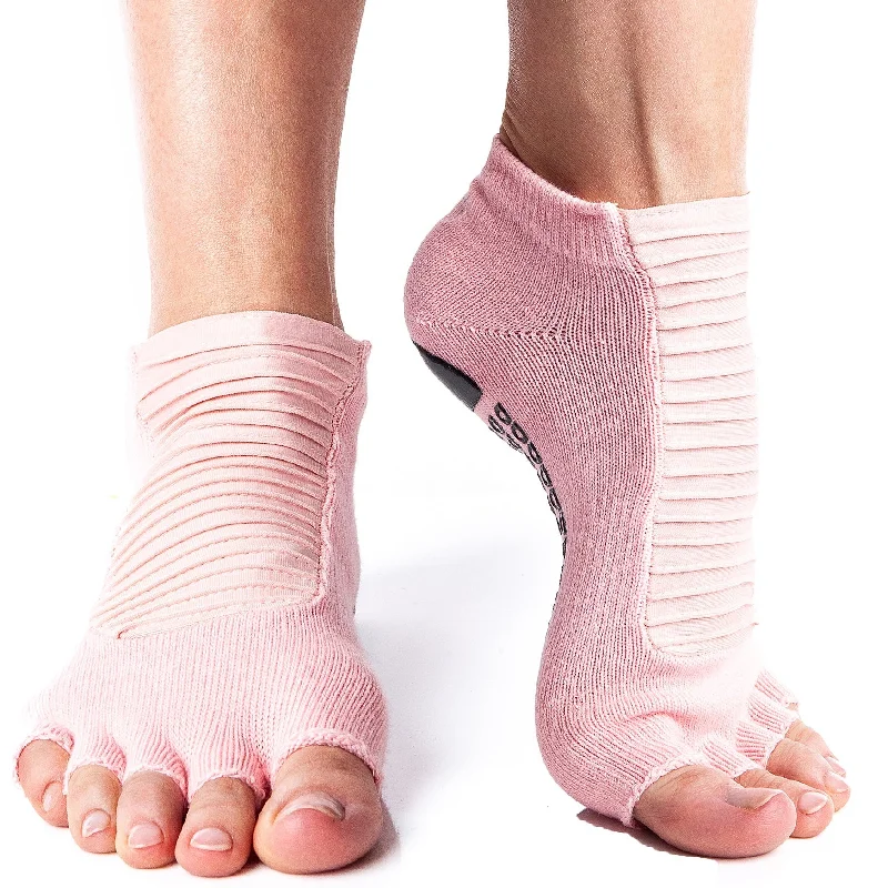 Moto Open Toe Grip Socks - Light Pink (Barre / Pilates)