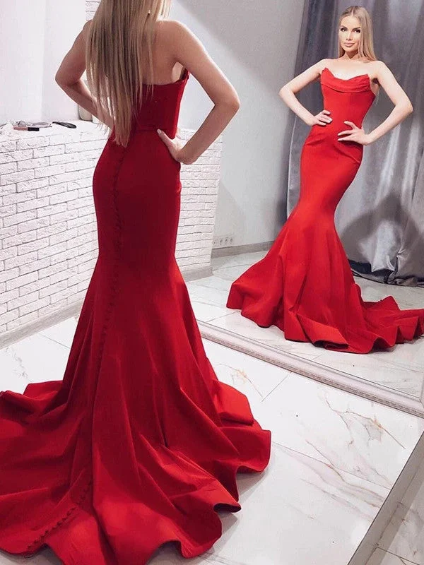 Newest 2020 Mermaid Long Prom Dresses, Popular Strapless Prom Dresses