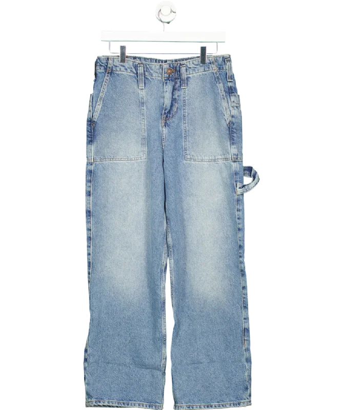 Free People Blue Major Leagues Mid Rise Cuff Cropped Jeans W26