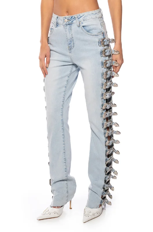 ALL ABOUT BUCKLES WIDE LEG JEANS