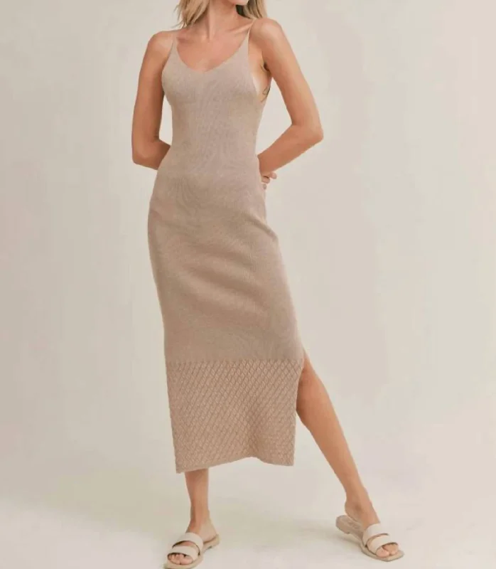 Kimberley Knit Midi Dress In Beige