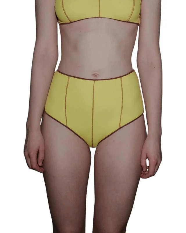 Vein High Bikini Bottom In Ru Yellow