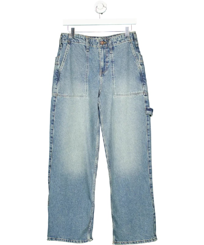 Free People Blue Major Leagues Mid Rise Cuff Cropped Jeans W26