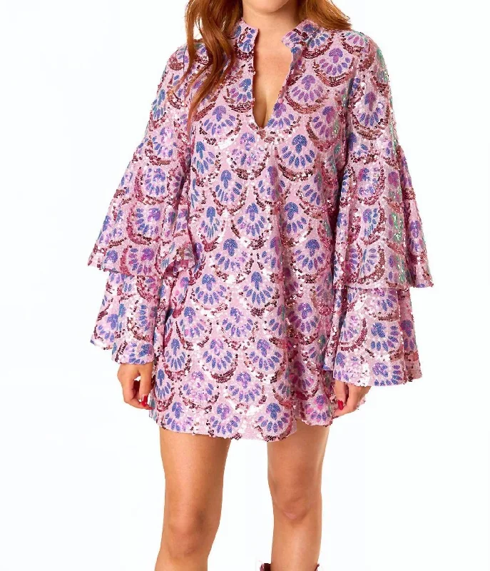 Gayle Long Sleeve Mini Dress In Feeling Sparky