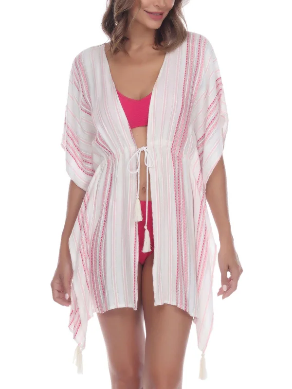 Womens Tie Front Kimono Cover-Up