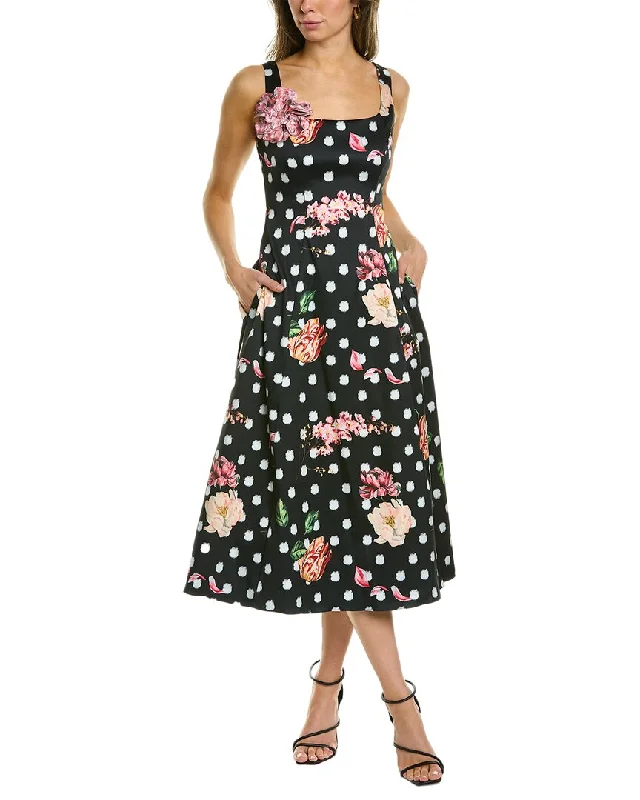 Marchesa Notte Floral Midi Dress