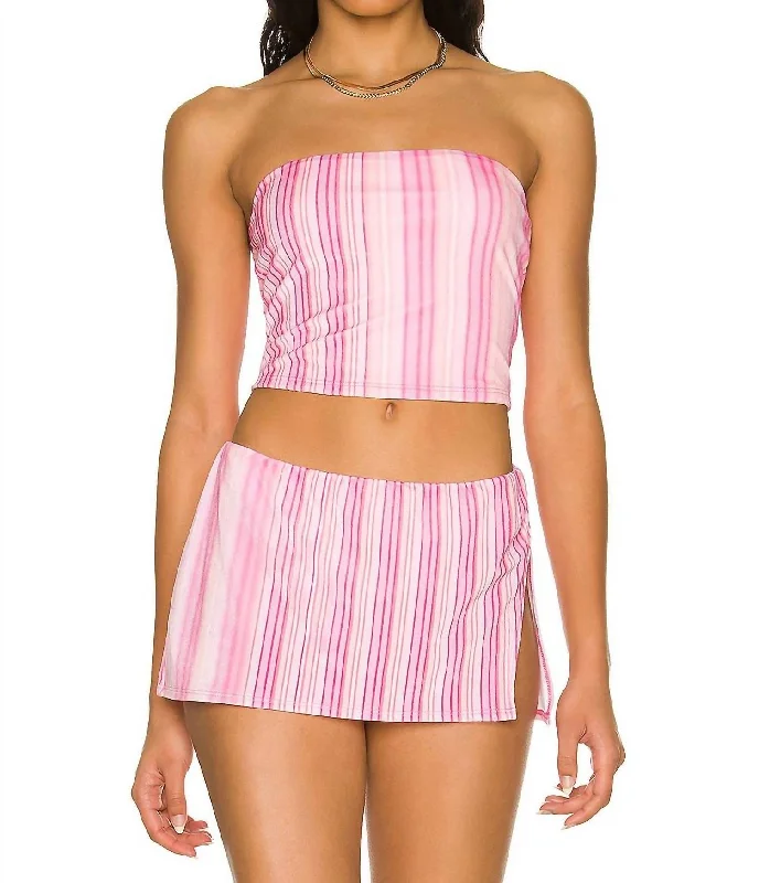 Peace Velvet Bikini Top In Solar Stripe