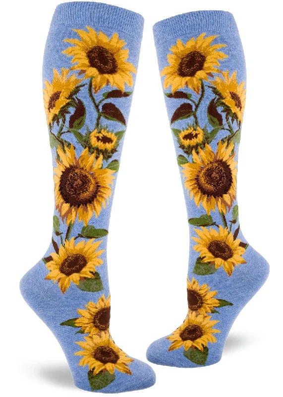 ZZNB-12/24_Women's Sunflower Knee High (Heather Cornflower)