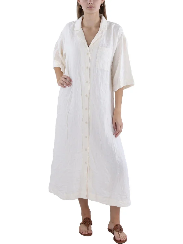 Womens Maxi Shirtdress Cover-Up