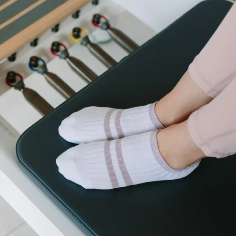 Classic Low Rise Grip Socks - Ribbed Metallic Stripe (Barre / Pilates)