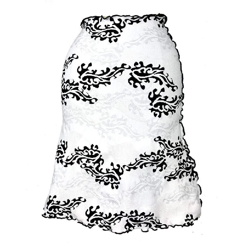 White Popi Jacquard Knit Bias Skirt