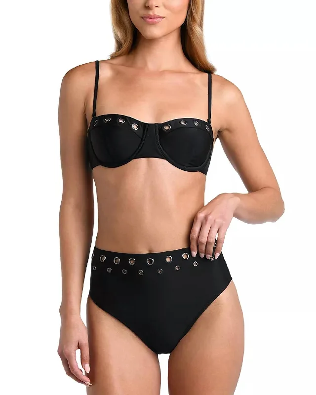 Alexandria/vanessa Grommet Detail Bikini Set In Black