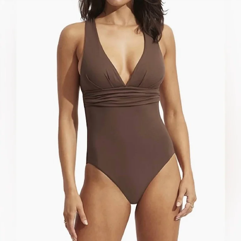 Cross Back One Piece In Tiramisu