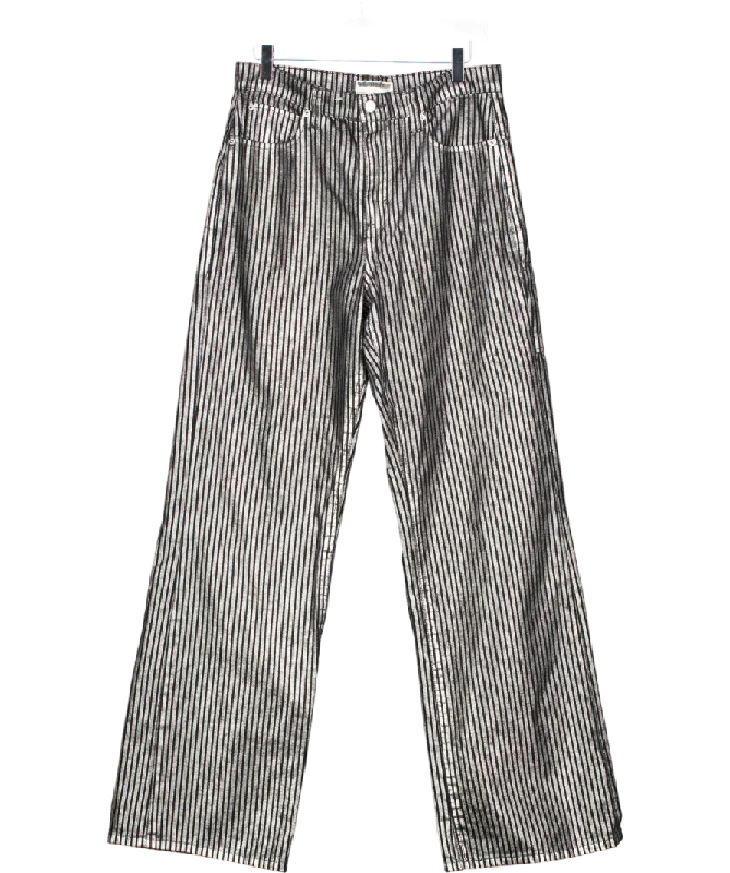 Free People Black We The Free Tinsley Metallic Stripe Baggy Jeans W29