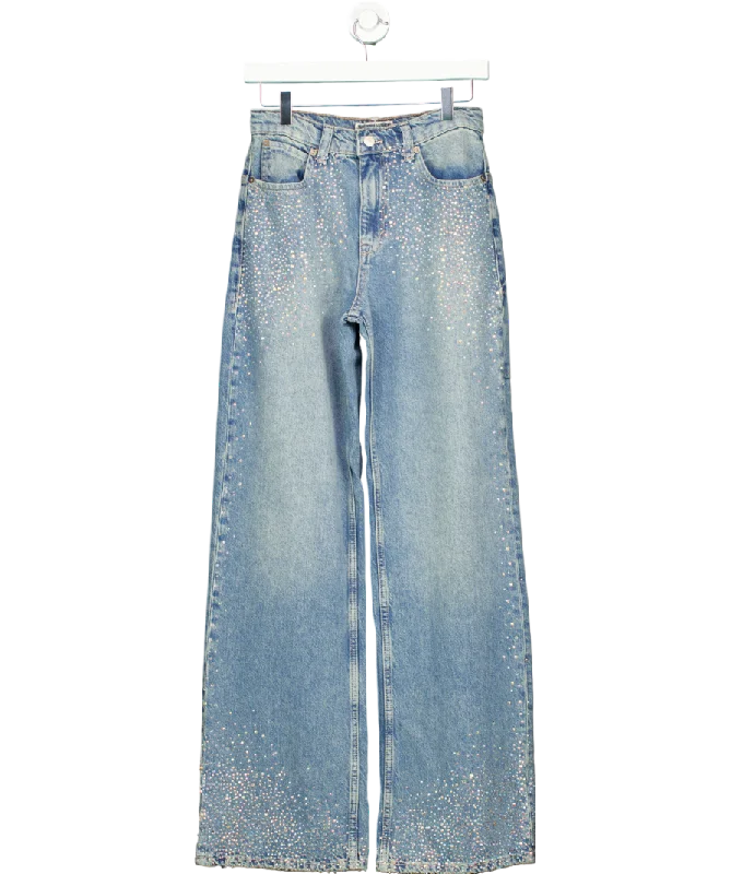 Free People Blue We The Free Tinsley Studded Baggy Jeans UK 26