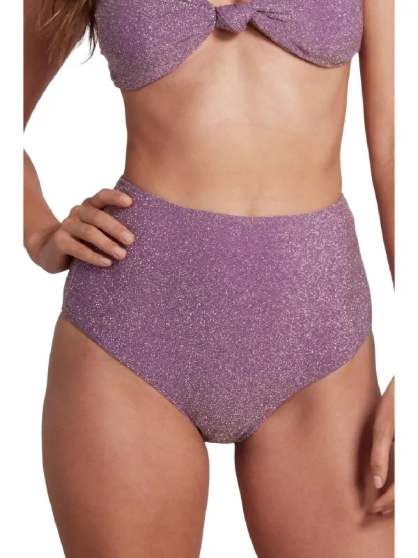 Claire High Waist Bikini Bottom Lurex In Lilac