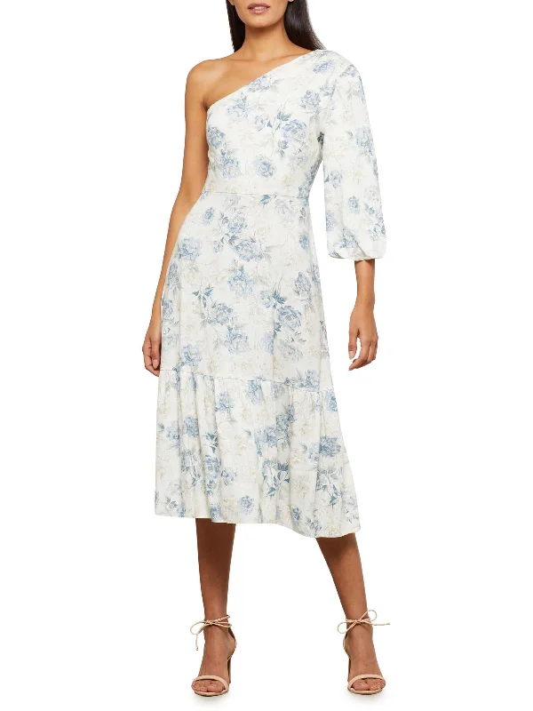 Womens Floral Knee Midi Dress