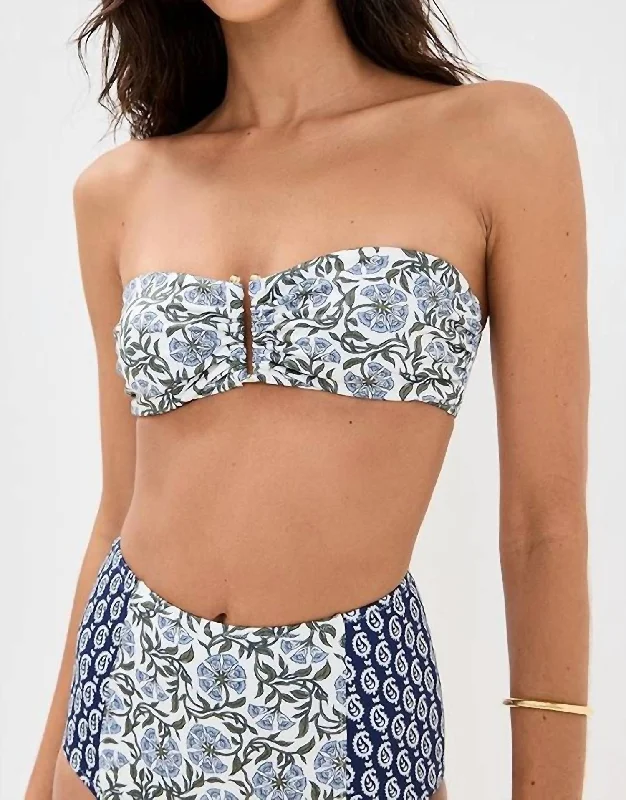 Mala Bikini Top In Blue Trumpet