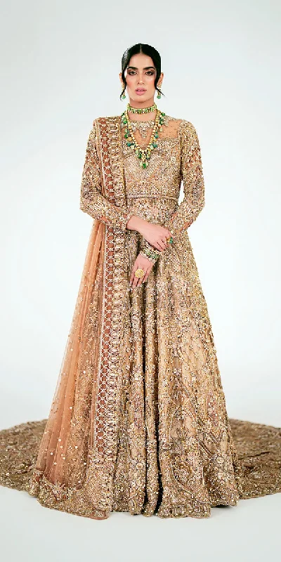 Pakistani Bridal Outfit in Long Tail Gown Dupatta Style