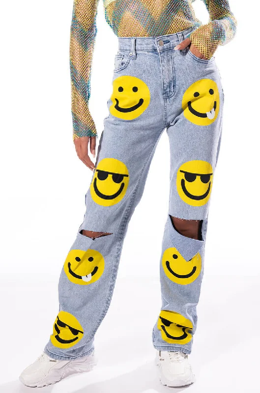 ALL ABOUT SMILES HIGH RISE STRAIGHT JEANS