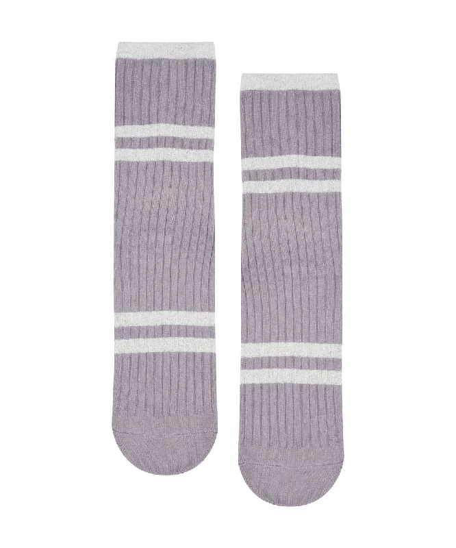 Unisex Crew Grip Socks - Ribbed Metallic (Barre / Pilates)