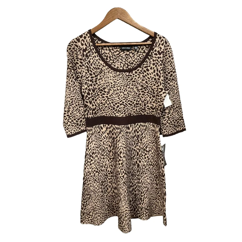 Dress Sweater By Nina Leonard In Animal Print, Size: L