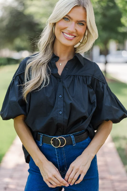 Better Than You Know Black Puff Sleeve Blouse