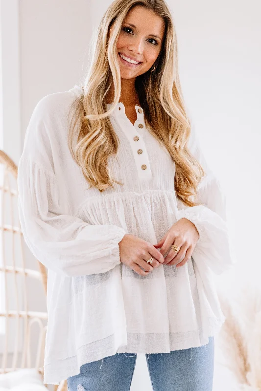 Easy Choice White Bubble Sleeve Tunic