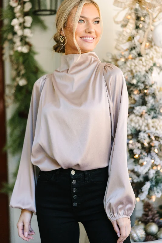 Embrace The Joy Champagne Satin Blouse