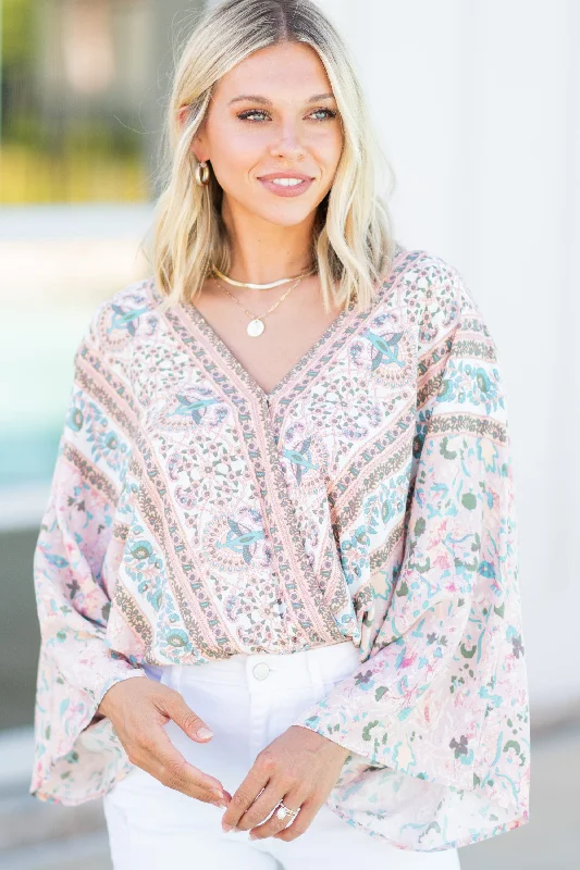 Feeling Renewed Blush Pink Mixed Print Bodysuit