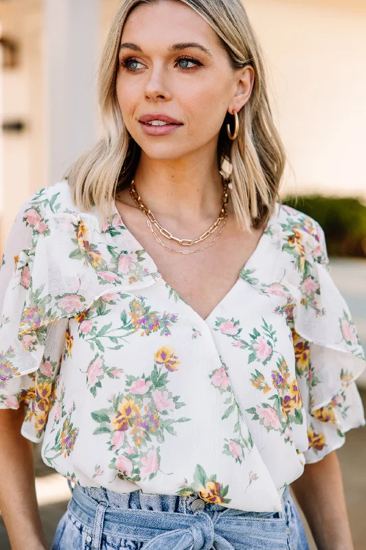 I've Been Waiting Cream White Floral Bodysuit