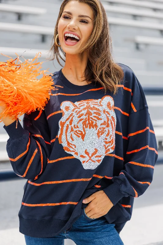 Lead The Way Navy Blue Tiger Pullover