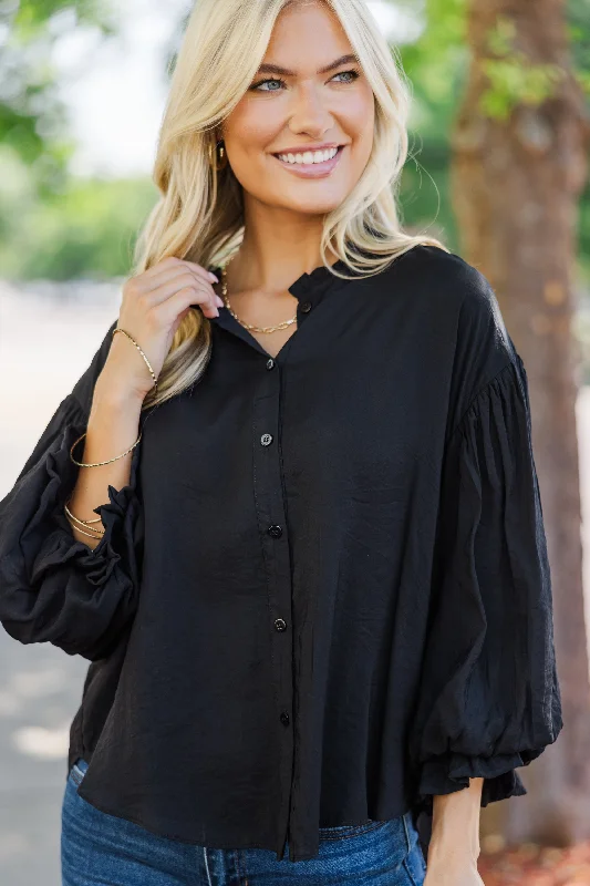 Somewhere New Black Ruffled Blouse